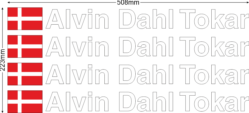 Rallynamn 40mm 4st VIT TEXT