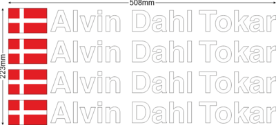 Rallynamn 40mm 4st VIT TEXT