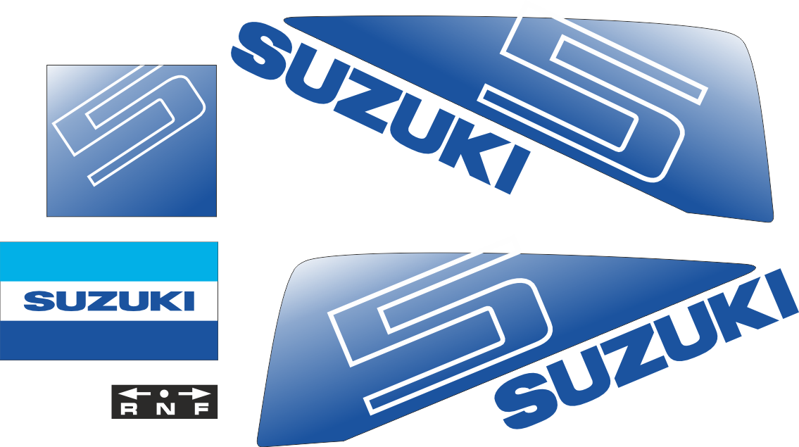 5hk Blått / ljusblått /svart Blått / ljusblått /svart Komplett innehållande: 2st Dekaler för Suzuki 5hk, 1st bakre dekal, 1st främre dekal och 1 dekal  för växel.