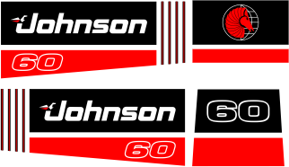 60 hk Svart/rött Svart/rött Komplett innehållande: 4st Dekaler för Johnson 60hk