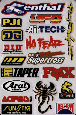 Dekalark 26x17cm. Blandade logotyper på dekalark. dekalerna är utstansade. Inte samma höga kvalité som på våra övriga dekaler.