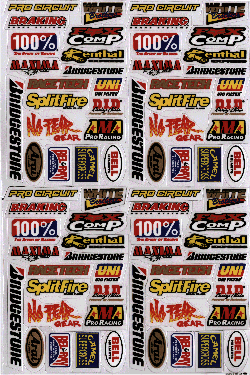 Dekalark 26x17cm. Blandade logotyper på dekalark. dekalerna är utstansade. Inte samma höga kvalité som på våra övriga dekaler.