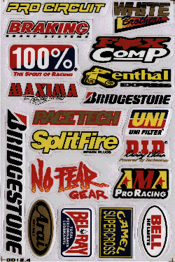 Dekalark 26x17cm. Blandade logotyper på dekalark. dekalerna är utstansade. Inte samma höga kvalité som på våra övriga dekaler.