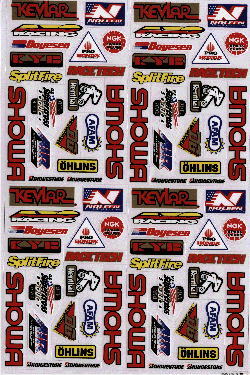 Dekalark 26x17cm. Blandade logotyper på dekalark. dekalerna är utstansade. Inte samma höga kvalité som på våra övriga dekaler.