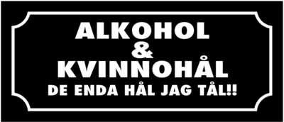 Skämtdekal Alkohol och kvinnohål de enda hål jag tål