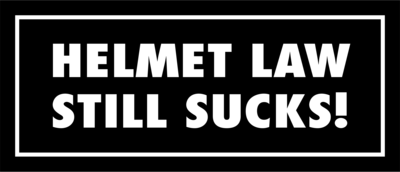 Skämtdekal Helmet law sucks