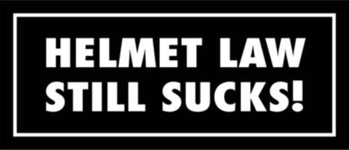 Skämtdekal Helmet law still sucks