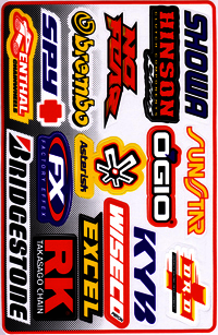 Dekalark 26x17cm. Blandade logotyper på dekalark. dekalerna är utstansade. Inte samma höga kvalité som på våra övriga dekaler.