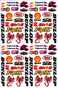 Dekalark 26x17cm. Blandade logotyper på dekalark. dekalerna är utstansade. Inte samma höga kvalité som på våra övriga dekaler.