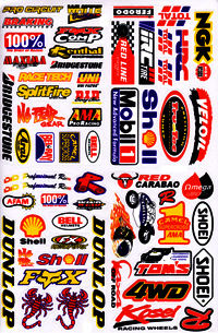 Dekalark 26x17cm. Blandade logotyper på dekalark. dekalerna är utstansade. Inte samma höga kvalité som på våra övriga dekaler.