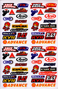 Dekalark 26x17cm. Blandade logotyper på dekalark. dekalerna är utstansade. Inte samma höga kvalité som på våra övriga dekaler.