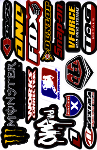 Dekalark 26x17cm. Blandade logotyper på dekalark. dekalerna är utstansade. Inte samma höga kvalité som på våra övriga dekaler.