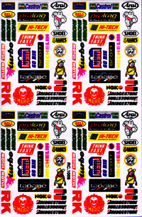 Dekalark 26x17cm. Blandade logotyper på dekalark. dekalerna är utstansade. Inte samma höga kvalité som på våra övriga dekaler.