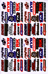 Dekalark 26x17cm. Blandade logotyper på dekalark. dekalerna är utstansade. Inte samma höga kvalité som på våra övriga dekaler.