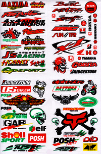 Dekalark 26x17cm. Blandade logotyper på dekalark. dekalerna är utstansade. Inte samma höga kvalité som på våra övriga dekaler.