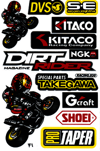 Dekalark 26x17cm. Blandade logotyper på dekalark. dekalerna är utstansade. Inte samma höga kvalité som på våra övriga dekaler.