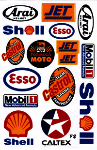 Dekalark 26x17cm. Blandade logotyper på dekalark. dekalerna är utstansade. Inte samma höga kvalité som på våra övriga dekaler.