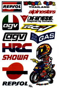 Dekalark 26x17cm. Blandade logotyper på dekalark. dekalerna är utstansade. Inte samma höga kvalité som på våra övriga dekaler.