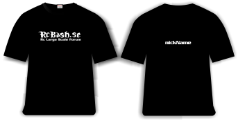 T-shirt med logo på bröstet, och ditt Nickname på ryggen. 180gr kvalitétstshirt.