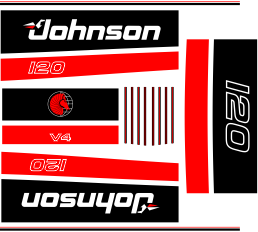 120 hk Svart/rött Svart/rött Komplett innehållande: 9st Dekaler för Johnson 120hk v4 1991