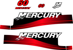 60hk Svart/rött/grått/vitt Komplett innehållande: 5st Dekaler för Mercury 60hk.