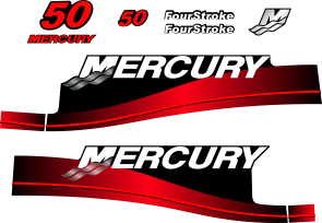 50hk Svart/rött/grått/vitt Komplett innehållande: 7st Dekaler för Mercury 50hk.