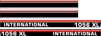 Printad Dekorsats IH International 1056 XL. Svart/vit/röd Komplett: 2 st stripes 1056 XL International 1295x88mm, 2st stripes 1000x108mm