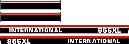 Dekorsats IH International 956 XL. Svart/vit/röd Komplett: 2 st stripes 956 XL International 1390x88mm, 2st stripes 650x108mm.