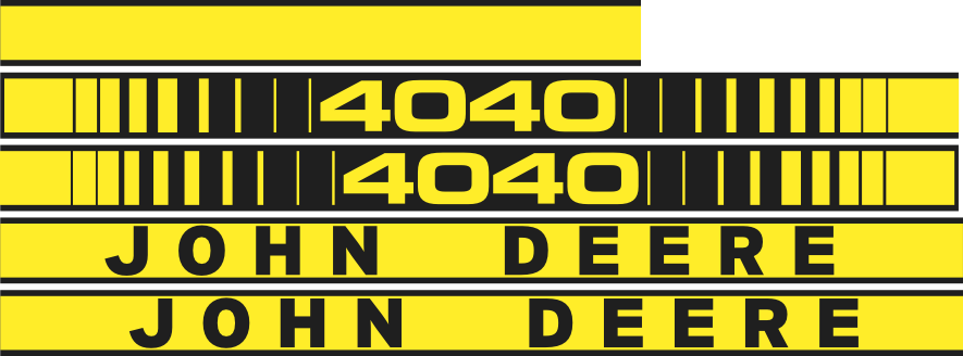 Printad dekor John Deere 4040. Komplett: 1st stripe 650mm, 4st stripe  978mm. Totallängd sidostripesen 1950mm