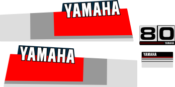 80hk Svart/rött/grått Komplett innehållande: 2st Dekaler för Yamaha 80hk och 1st bakre dekal med 30hk , en främre dekal yamaha.