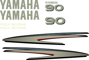 Komplett kitt med 2st laminerade dekorer, 2st Yamaha logo, 2st Fourstroke texter samt 90hk dekal bak och fram.