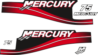 75hk Svart/rött/grått/vitt Komplett innehållande: 5st Dekaler för Mercury 75hk 2005-2007.