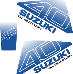 Komplett innehållande: 2st Dekaler för Suzuki 40hk, 1st bakre dekal.