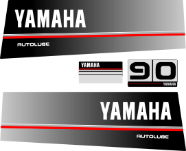 90hk Svart/rött/grått Komplett innehållande: 2st Dekaler för Yamaha 90hk och 1st bakre dekal med 90hk