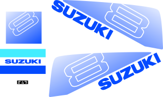 8hk Blått / ljusblått /svart Blått / ljusblått /svart Komplett innehållande: 2st Dekaler för Suzuki 8hk, 1st bakre dekal, 1st främre dekal och 1 dekal  för växel.