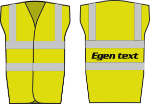 Säkerhetsväst i tre storlekar. Två breda reflexband runt om, certifierad enligt EN471 klass 2, CE märkt. Drag­kedja eller kardborre framtill. Tål maskintvätt.