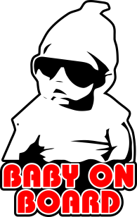 Svart, vit och röd printad dekal