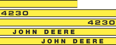 Printad dekor John Deere 4230. Komplett: 1st stripe 650mm, 4st stripe  978mm. Totallängd sidostripesen 1950mm