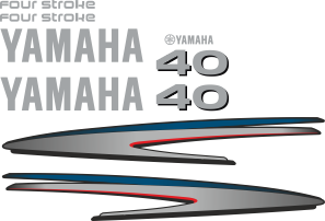Komplett kitt med 2st laminerade dekorer, 2st Yamaha logo, 2st Fourstroke texter samt 40hk dekal bak och fram.