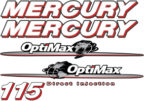 115hk Svart/rött/grått/vitt Komplett innehållande: 6st Dekaler för Mercury 115hk OptiMax