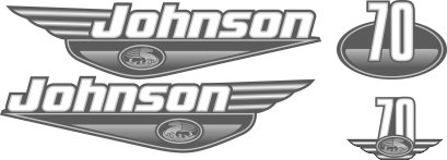 70 hk Grått/Vitt - Komplett innehållande: 4st Dekaler för Johnson 70hk 1999