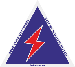 Blå/vit/röd Blå/vit/röd Upplysningsdekal för huvudströmbrytare enligt SBF reglemente.