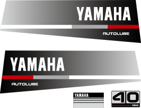 40hk Svart/rött/grått Komplett innehållande: 2st Dekaler för Yamaha 40hk och 1st bakre dekal med 40hk , en främre dekal yamaha.
