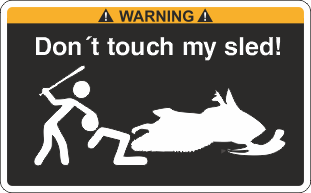 Svart/vit/orange Varningsdekal. Storlek 115x72mm.