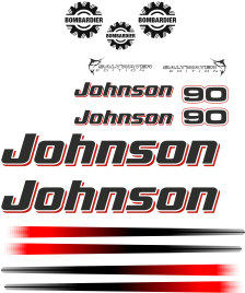90 hk Komplett innehållande enligt bild. Dekaler för Johnson 90hk