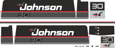Komplett innehållande enligt bild. Dekaler för Johnson 30hk
