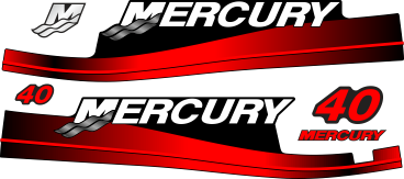 Mercury 40hk 2-takt 2005. Komplett innehållande: 5st Dekaler för Mercury 40hk.
