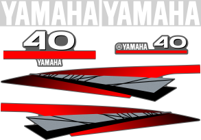 Dekalkit till Yamaha 40hk Svart/rött/grått/vitt Komplett innehållande: 2st YAMAHA dekaler, 2st sidodekaler och 1st bakre Yamaha 40hk dekal och 1st främre Yamaha 40 dekal.