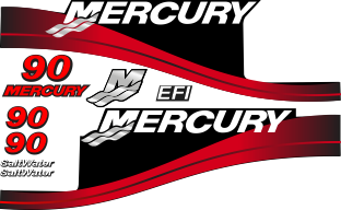 90hk Svart/rött/grått/vitt Komplett innehållande: 9st Dekaler för Mercury 90hk.