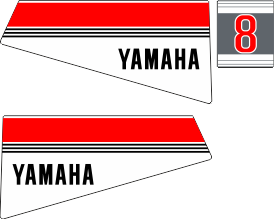 8hk Svart/rött/grått/vitt Komplett innehållande: 3st Dekaler för Yamaha 8hk.